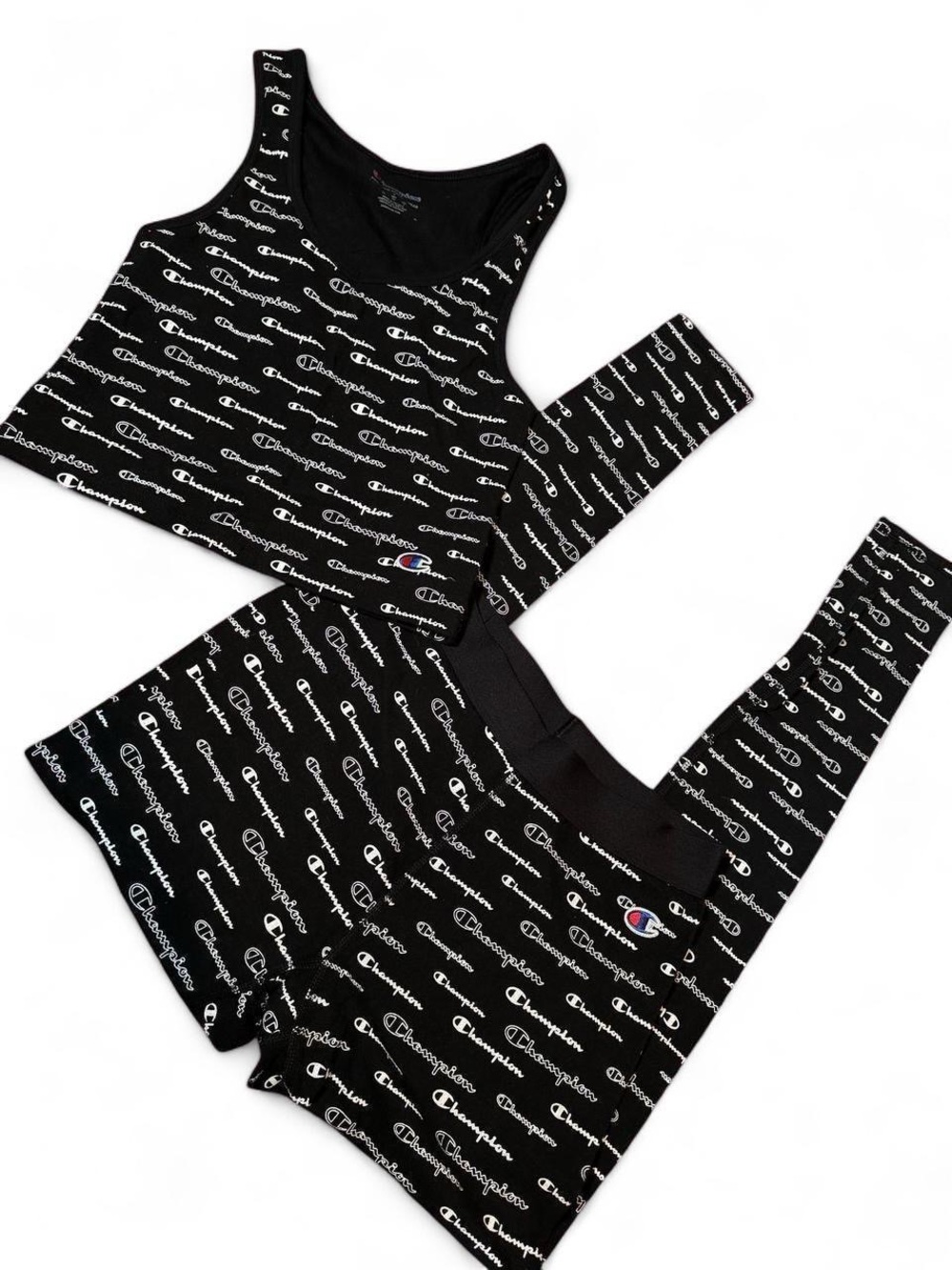 Champion Black Logo-Print Sports Bra and Leggings Set